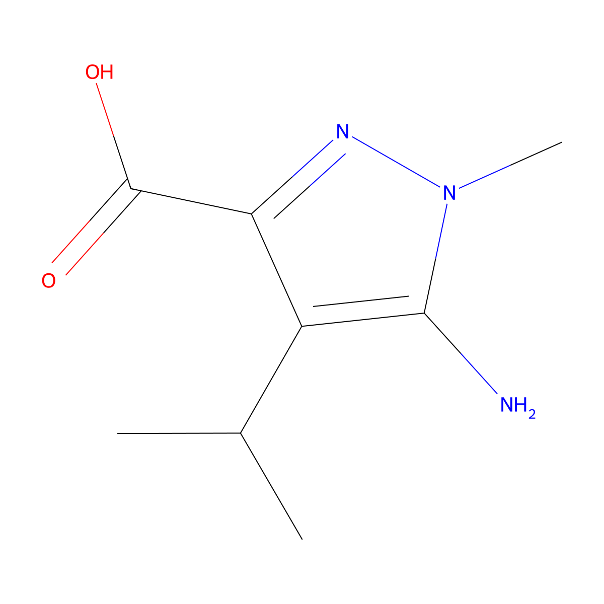 5-Amino-1-methyl-4-(propan-2-YL)-1H-pyrazole-3-carboxylic acid molecular structure, CAS 1519863-80-9
