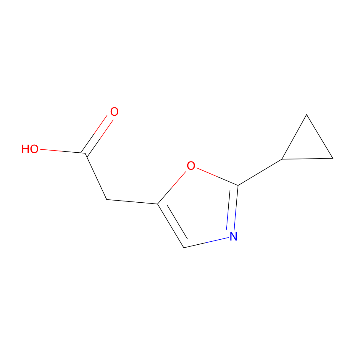 2-(2-Cyclopropyl-1,3-oxazol-5-yl)acetic acid molecular structure, CAS 1519864-67-5