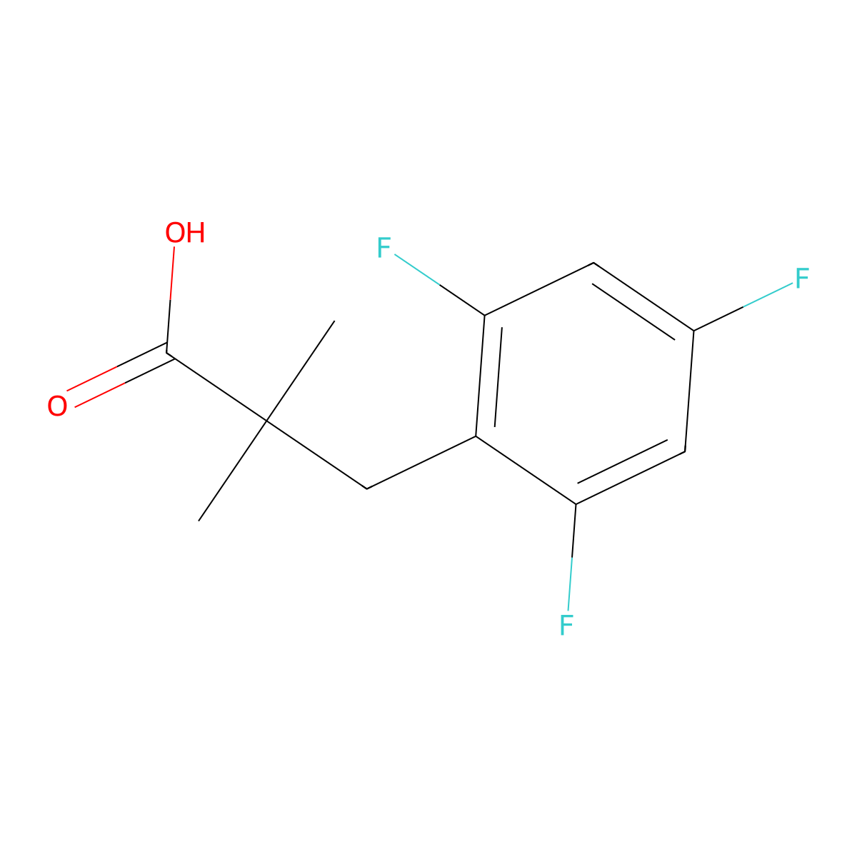 2,2-Dimethyl-3-(2,4,6-trifluorophenyl)propanoic acid molecular structure, CAS 1519911-11-5