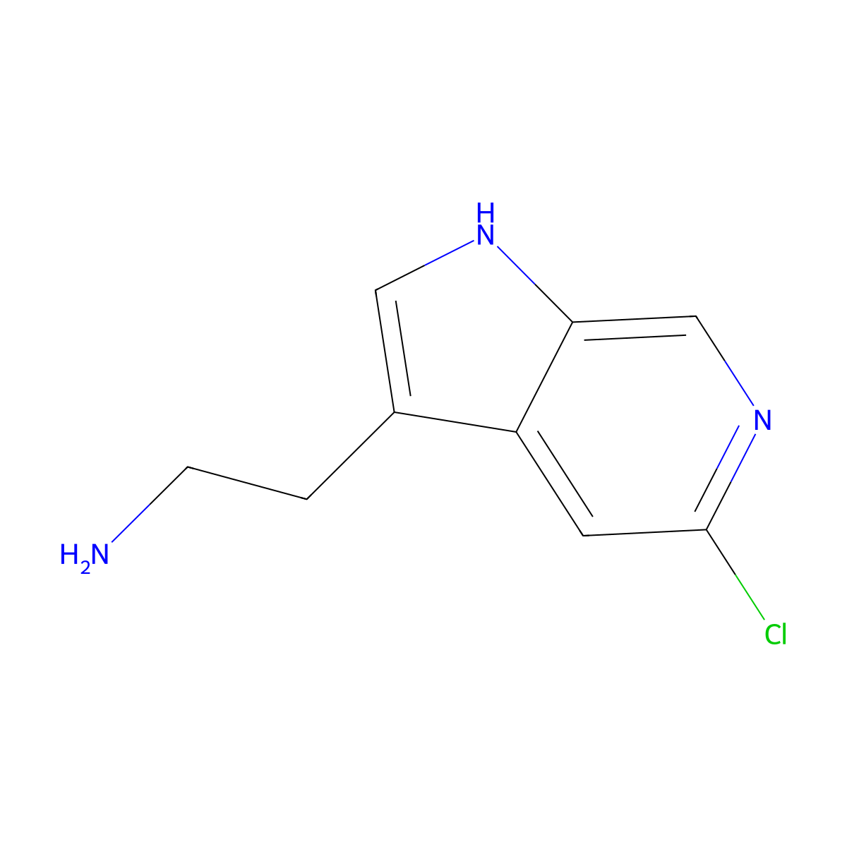 2-{5-chloro-1H-pyrrolo[2,3-c]pyridin-3-yl}ethan-1-amine molecular structure, CAS 1519913-64-4