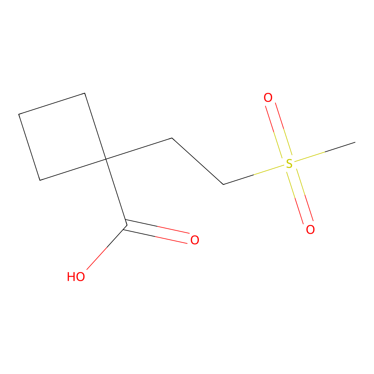 1-(2-Methanesulfonylethyl)cyclobutane-1-carboxylic acid molecular structure, CAS 1519916-41-6