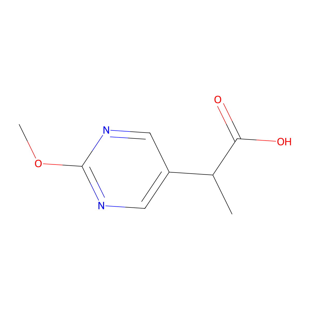 2-(2-Methoxypyrimidin-5-yl)propanoic acid molecular structure, CAS 1519929-93-1