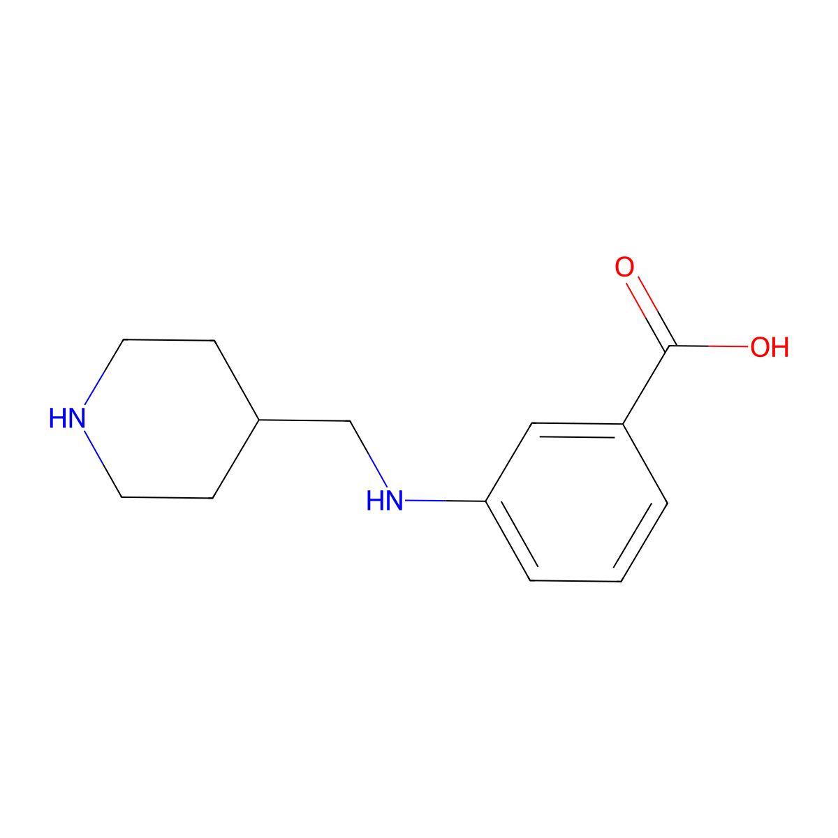 3-{[(Piperidin-4-yl)methyl]amino}benzoic acid molecular structure, CAS 1519930-90-5