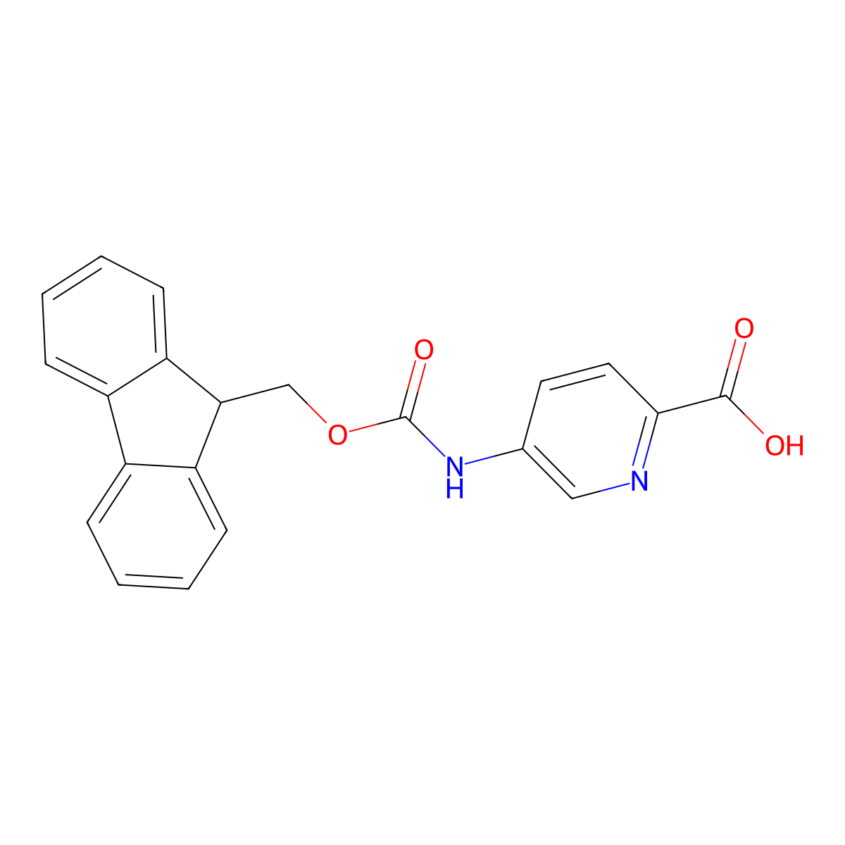 5-((((9H-fluoren-9-yl)methoxy)carbonyl)amino)pyridine-2-carboxylic acid molecular structure, CAS 1519937-82-6