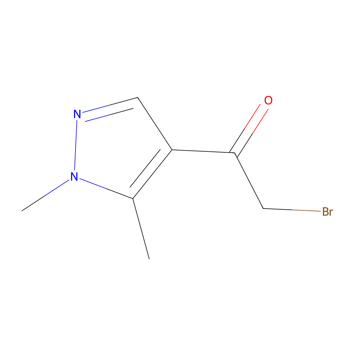 2-bromo-1-(1,5-dimethyl-1H-pyrazol-4-yl)ethan-1-one molecular structure, CAS 1519937-94-0