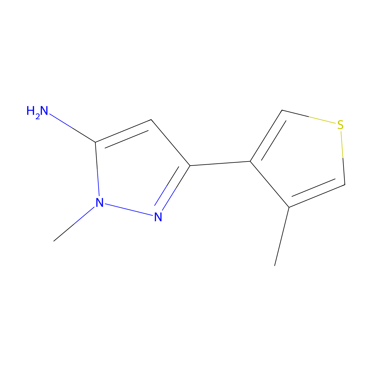 1-Methyl-3-(4-methylthiophen-3-yl)-1H-pyrazol-5-amine molecular structure, CAS 1519940-05-6