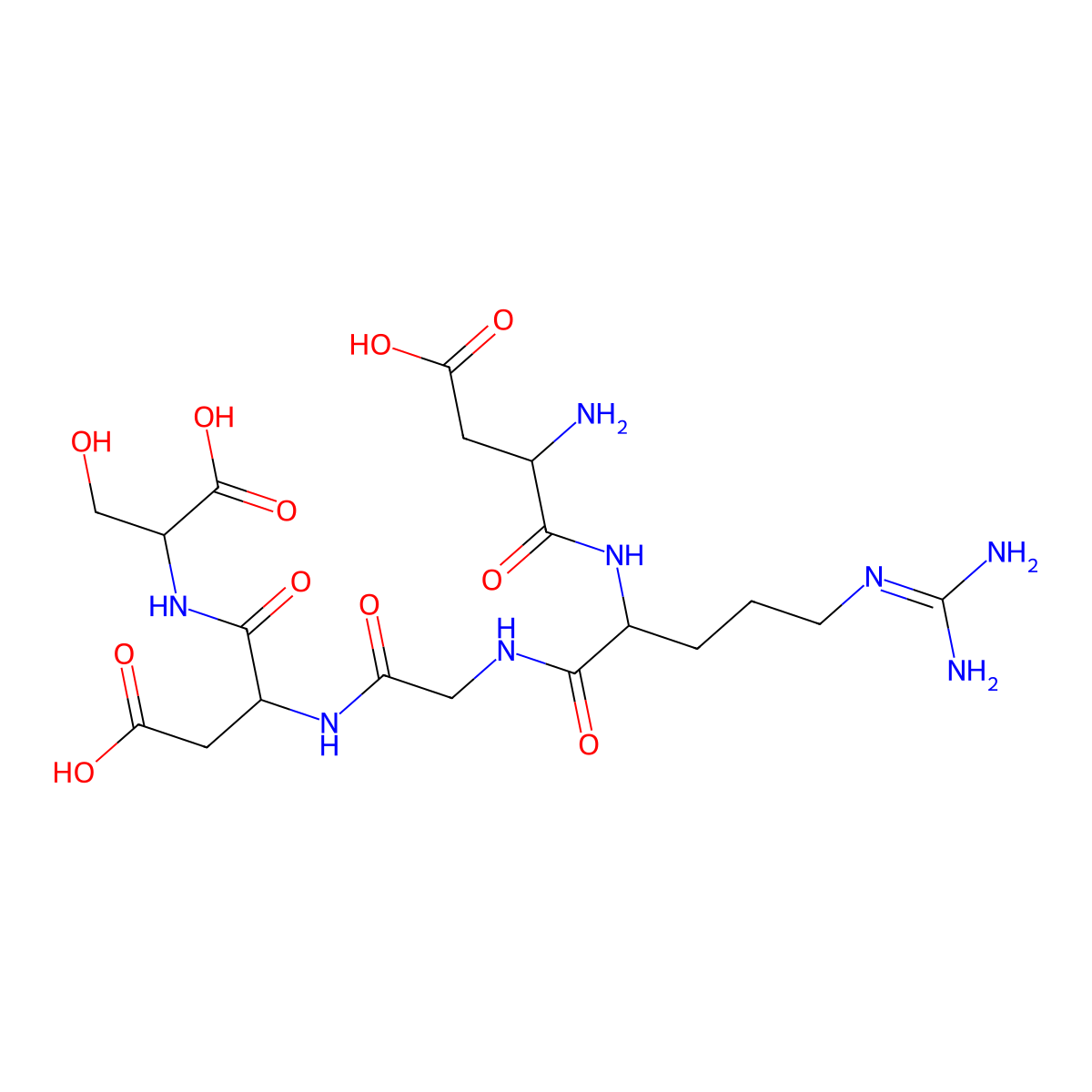 H-Asp-Arg-Gly-Asp-Ser-OH molecular structure, CAS 151997-53-4