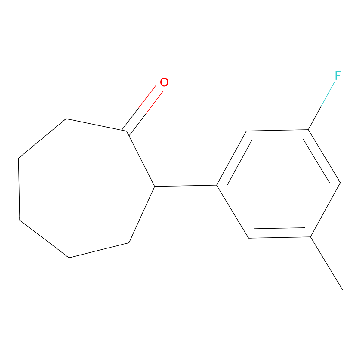 2-(3-Fluoro-5-methylphenyl)cycloheptan-1-one molecular structure, CAS 1519975-06-4