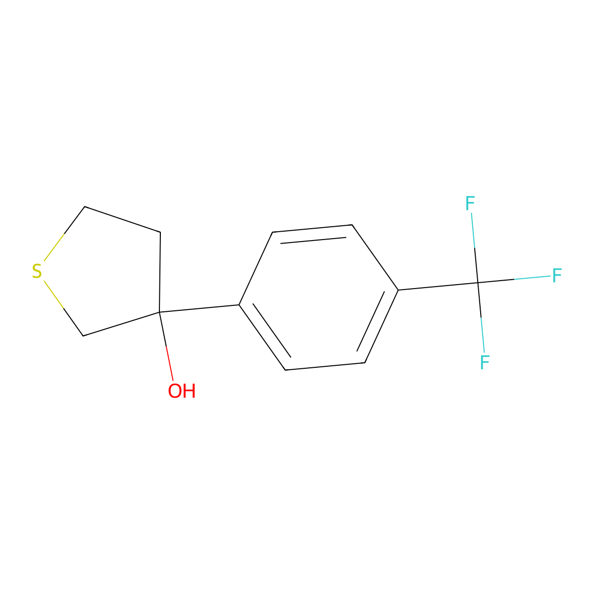 3-(4-(Trifluoromethyl)phenyl)thiolan-3-ol molecular structure, CAS 1519980-86-9