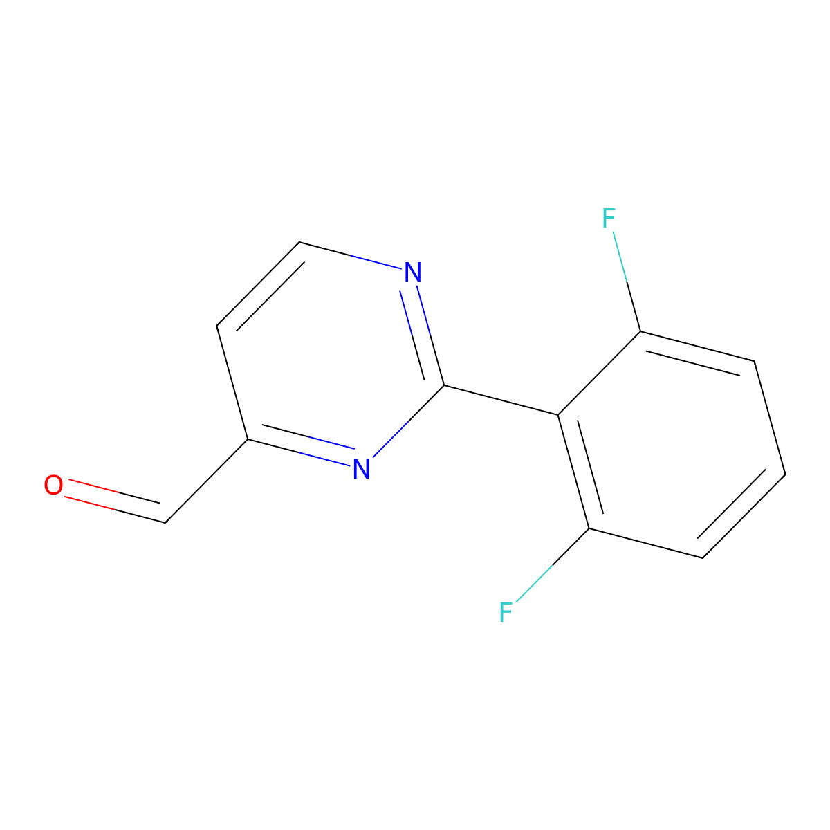 2-(2,6-Difluorophenyl)-4-pyrimidinecarboxaldehyde molecular structure, CAS 1519985-51-3