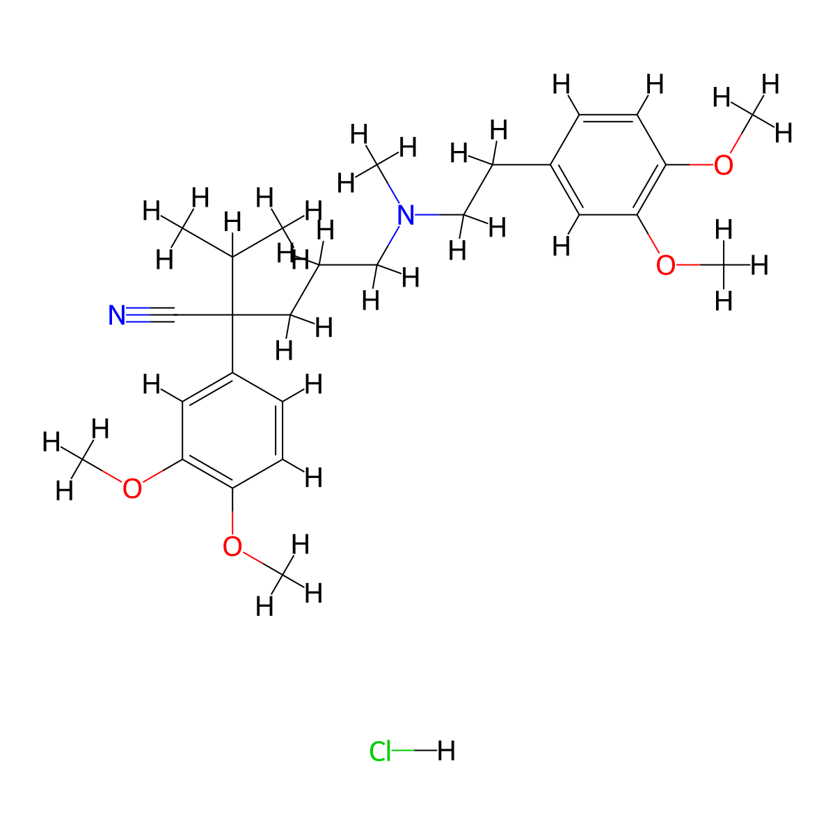 Verapamil Hydrochloride molecular structure, CAS 152-11-4