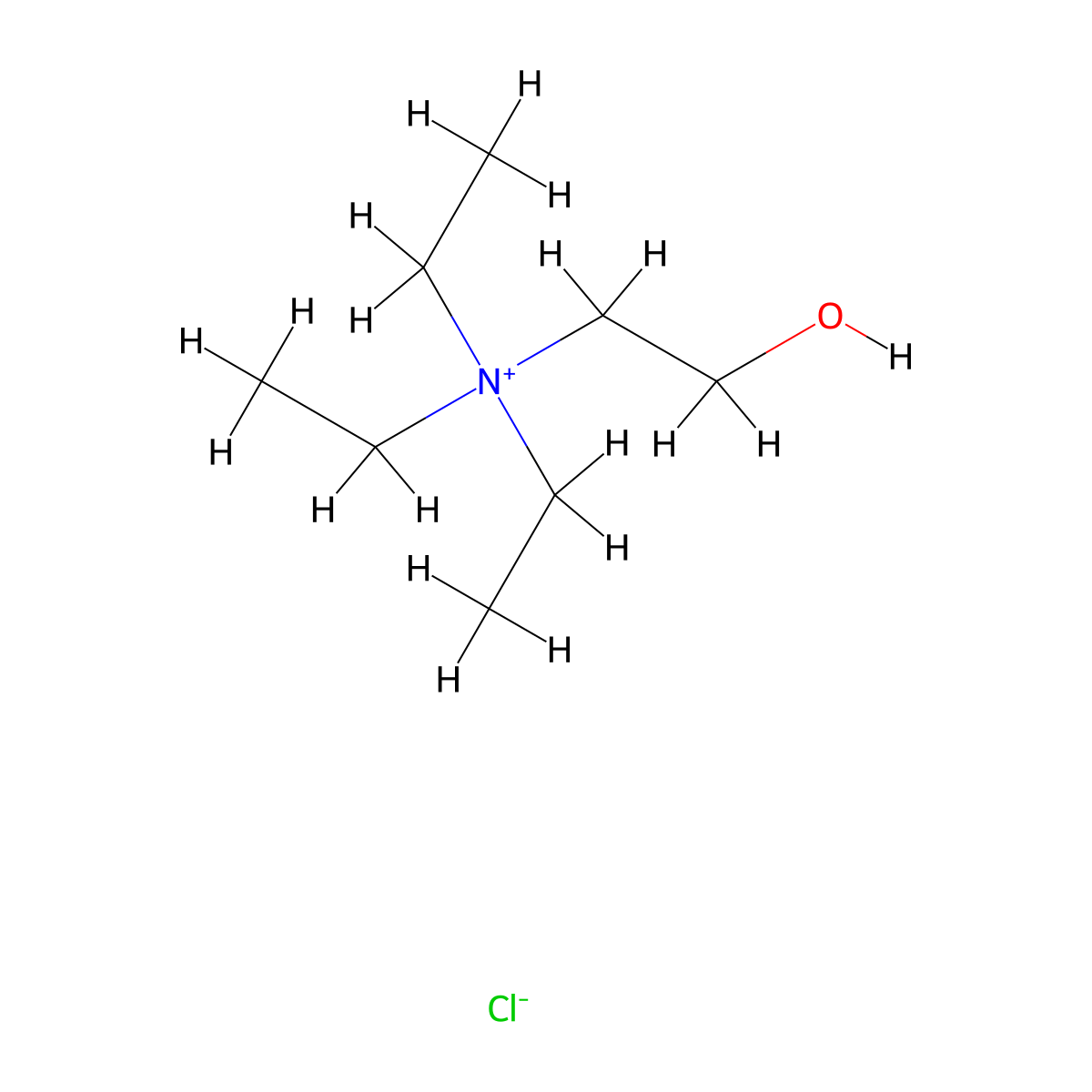 Ethanaminium, N,N,N-triethyl-2-hydroxy-, chloride (1:1) molecular structure, CAS 152-22-7