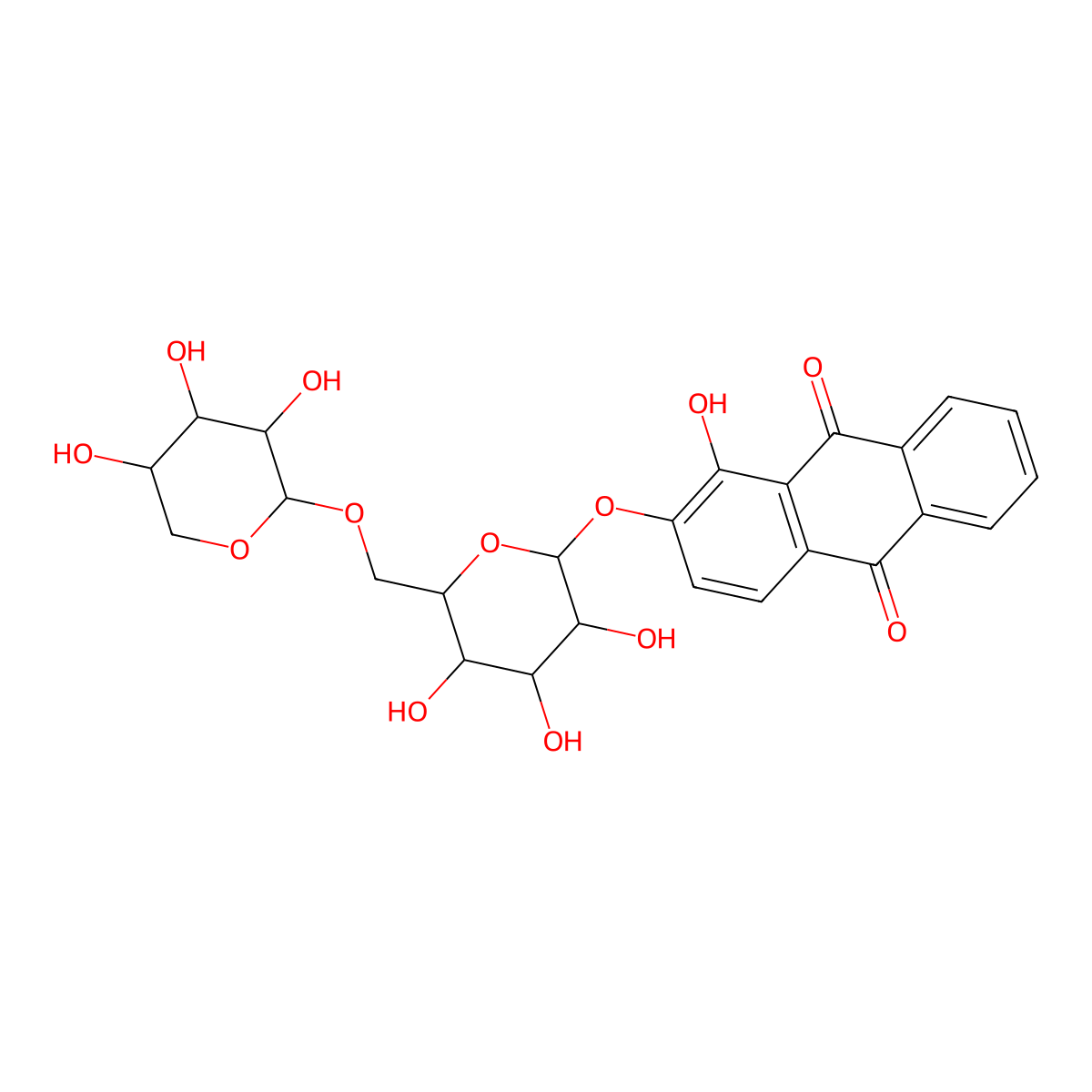 Ruberythric acid molecular structure, CAS 152-84-1