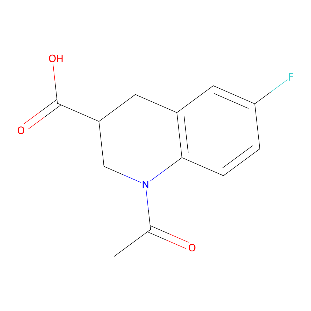 1-Acetyl-6-fluoro-1,2,3,4-tetrahydroquinoline-3-carboxylic acid molecular structure, CAS 1520001-96-0