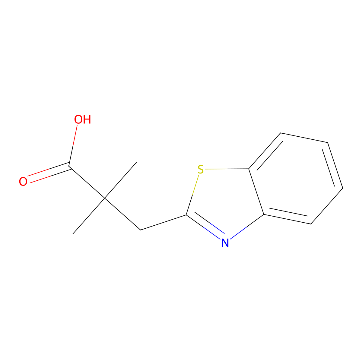3-(Benzo[d]thiazol-2-yl)-2,2-dimethylpropanoic acid molecular structure, CAS 1520003-06-8