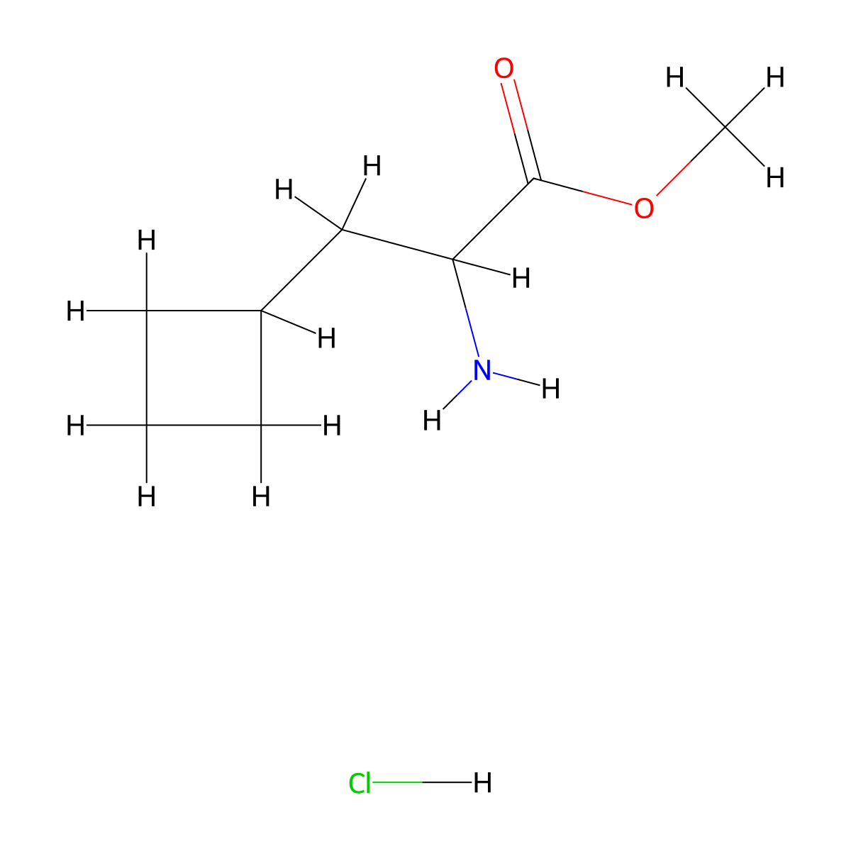 Methyl 2-amino-3-cyclobutylpropanoate hydrochloride molecular structure, CAS 1520072-58-5