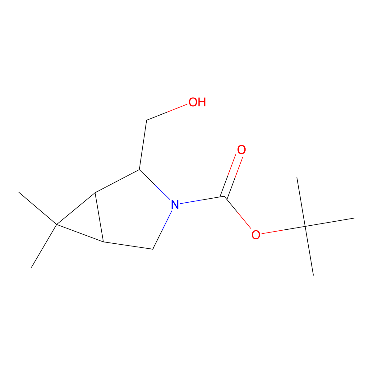Tert-butyl 2-(hydroxymethyl)-6,6-dimethyl-3-azabicyclo[3.1.0]hexane-3-carboxylate molecular structure, CAS 1520072-69-8