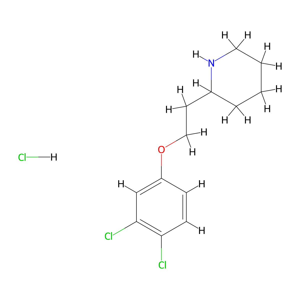 2-[2-(3,4-Dichlorophenoxy)ethyl]piperidine hydrochloride molecular structure, CAS 152009-38-6