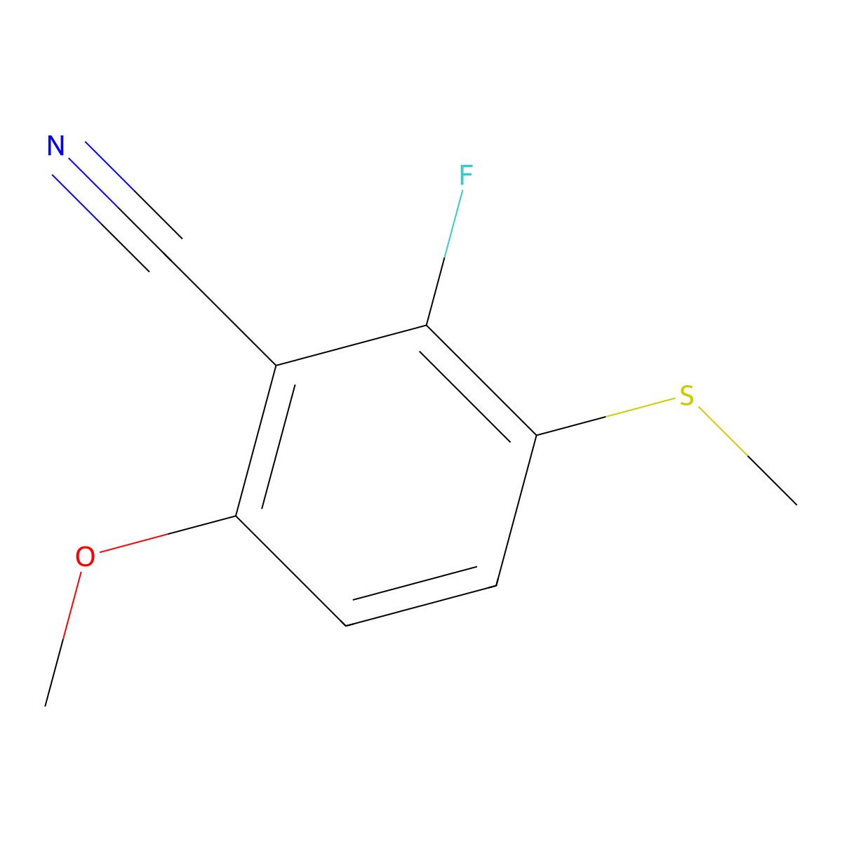 2-Fluoro-6-methoxy-3-(methylthio)benZonitrile molecular structure, CAS 1520103-73-4