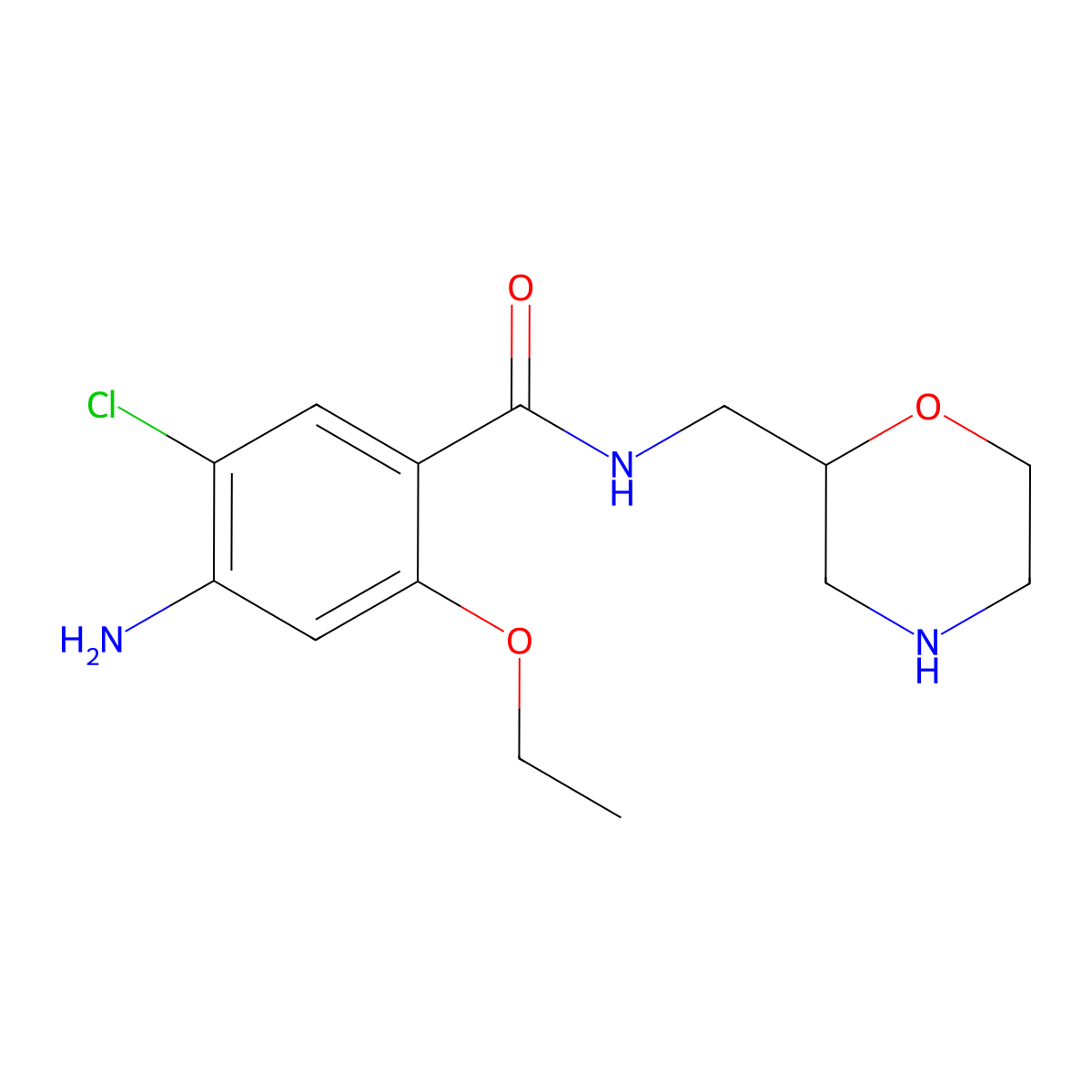 4-amino-5-chloro-2-ethoxy-N-((2-morpholinyl)methyl)benzamide molecular structure, CAS 152013-26-8