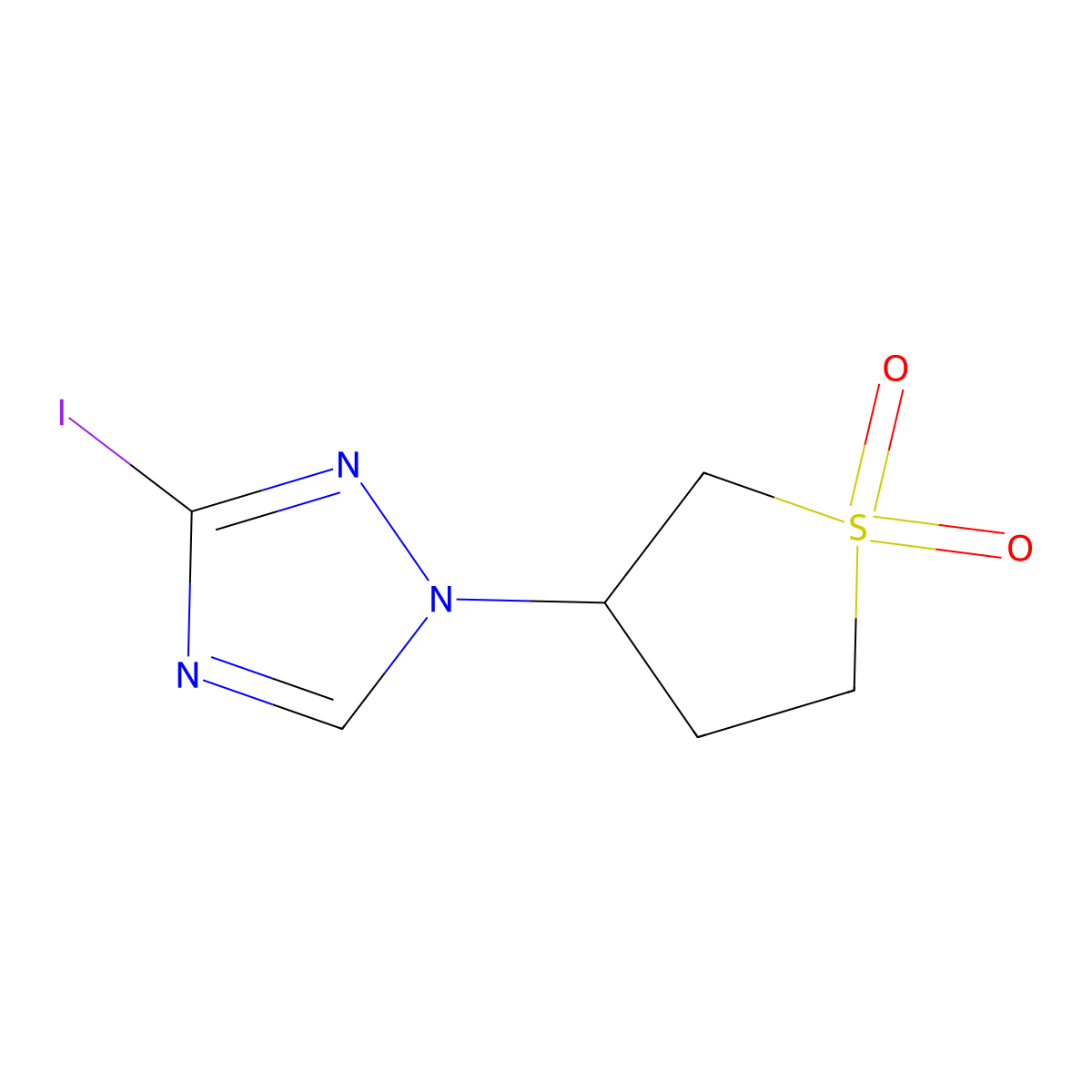 3-(3-Iodo-1H-1,2,4-triazol-1-yl)-1lambda6-thiolane-1,1-dione molecular structure, CAS 1520131-57-0