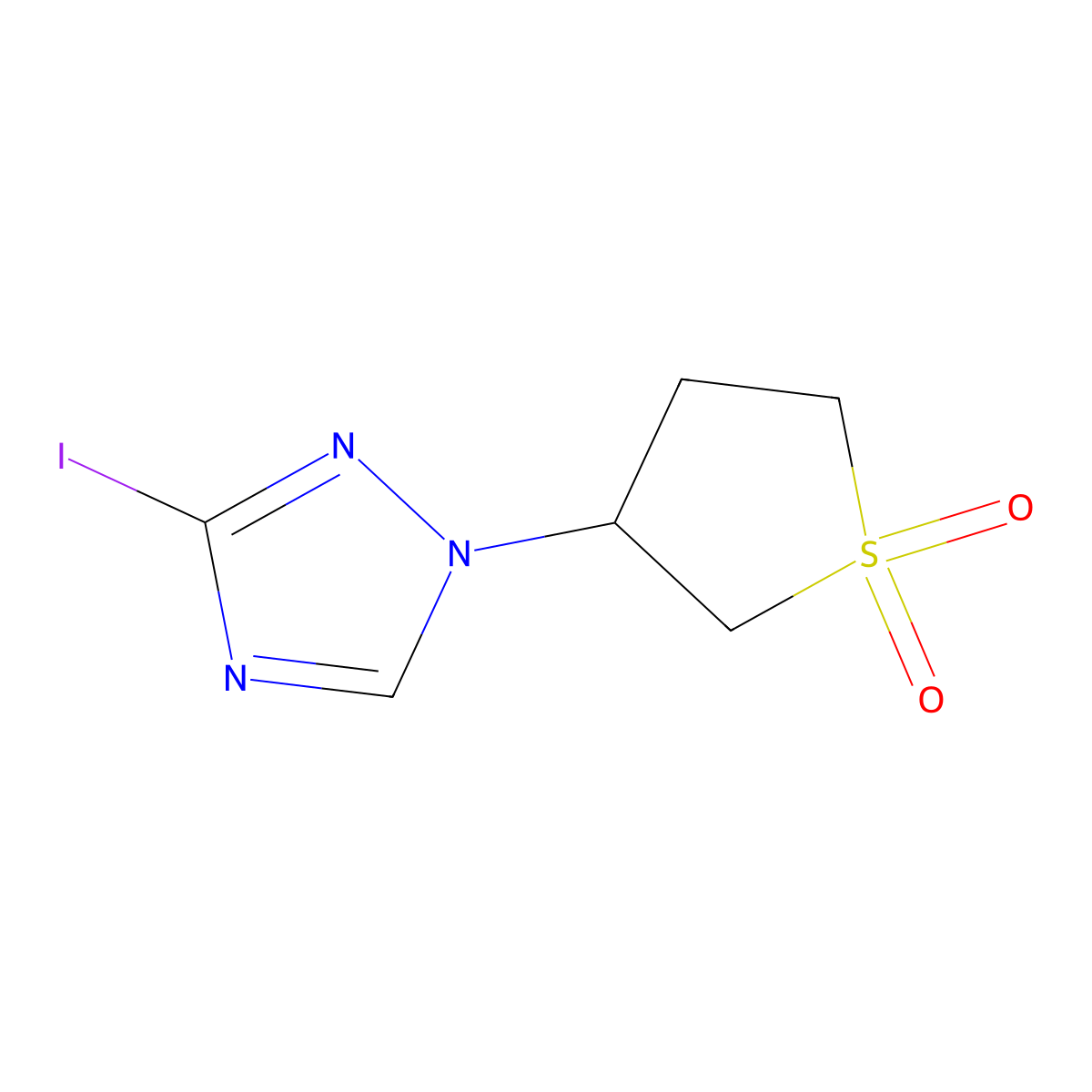 3-(3-Iodo-1H-1,2,4-triazol-1-yl)-1lambda6-thiolane-1,1-dione molecular structure, CAS 1520131-57-0