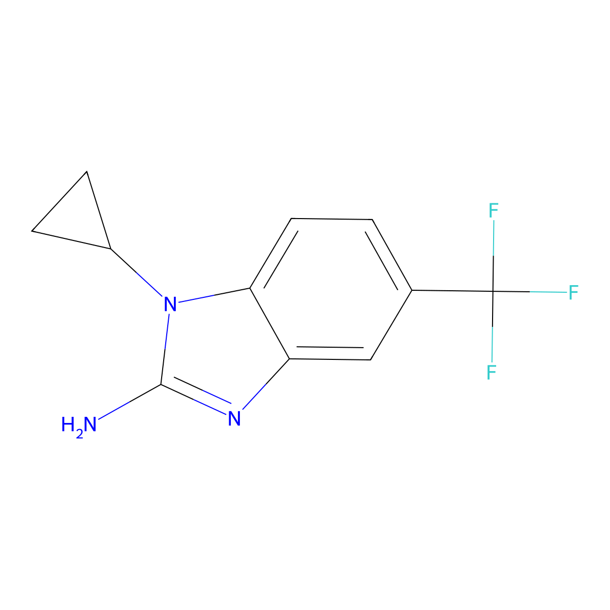 1-cyclopropyl-5-(trifluoromethyl)-1H-1,3-benzodiazol-2-amine molecular structure, CAS 1520139-22-3