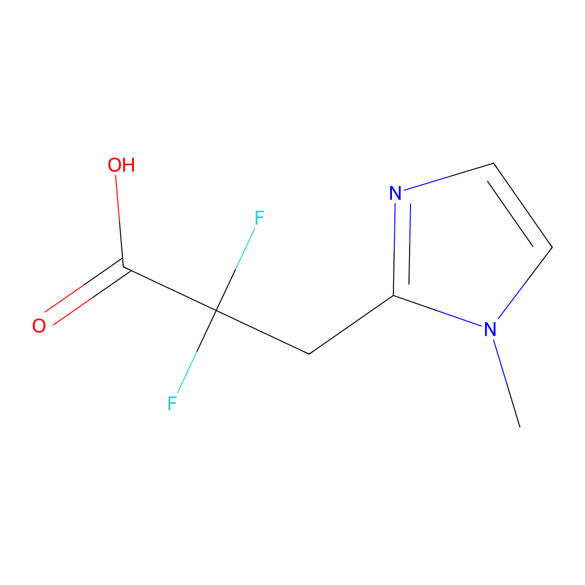 2,2-difluoro-3-(1-methyl-1H-imidazol-2-yl)propanoic acid molecular structure, CAS 1520143-17-2