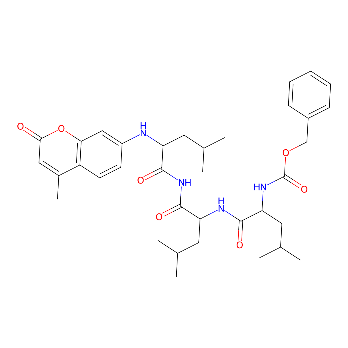 Benzyloxycarbonylleucyl-leucyl-leucyl-4-methyl-coumaryl-7-amide molecular structure, CAS 152015-61-7