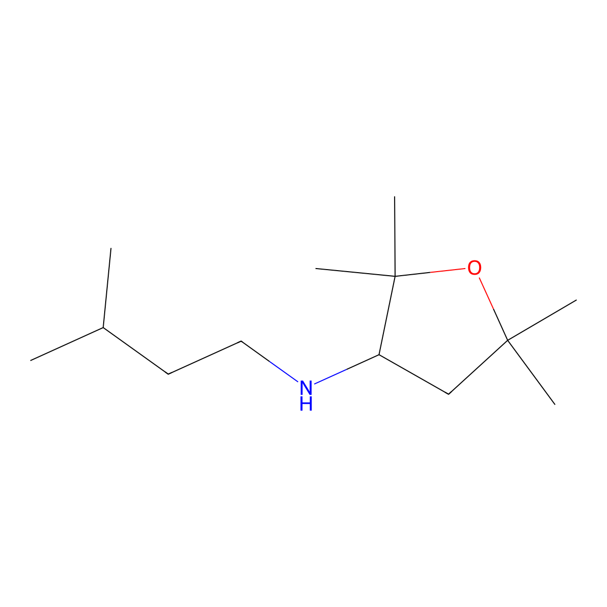 2,2,5,5-Tetramethyl-N-(3-methylbutyl)oxolan-3-amine molecular structure, CAS 1520166-36-2