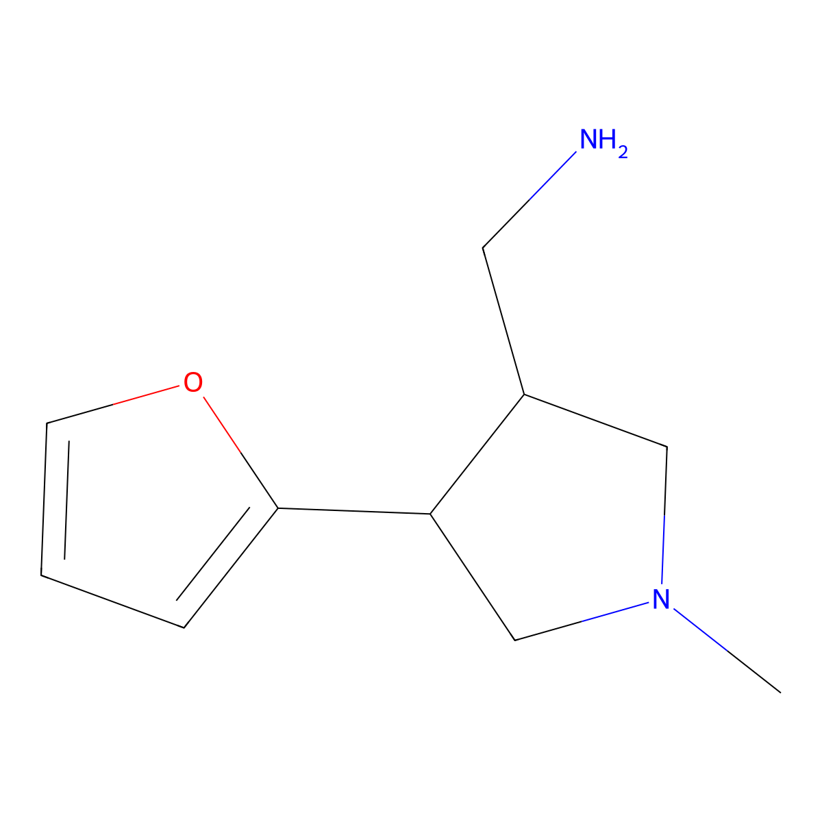 (4-(Furan-2-yl)-1-methylpyrrolidin-3-yl)methanamine molecular structure, CAS 1520188-97-9