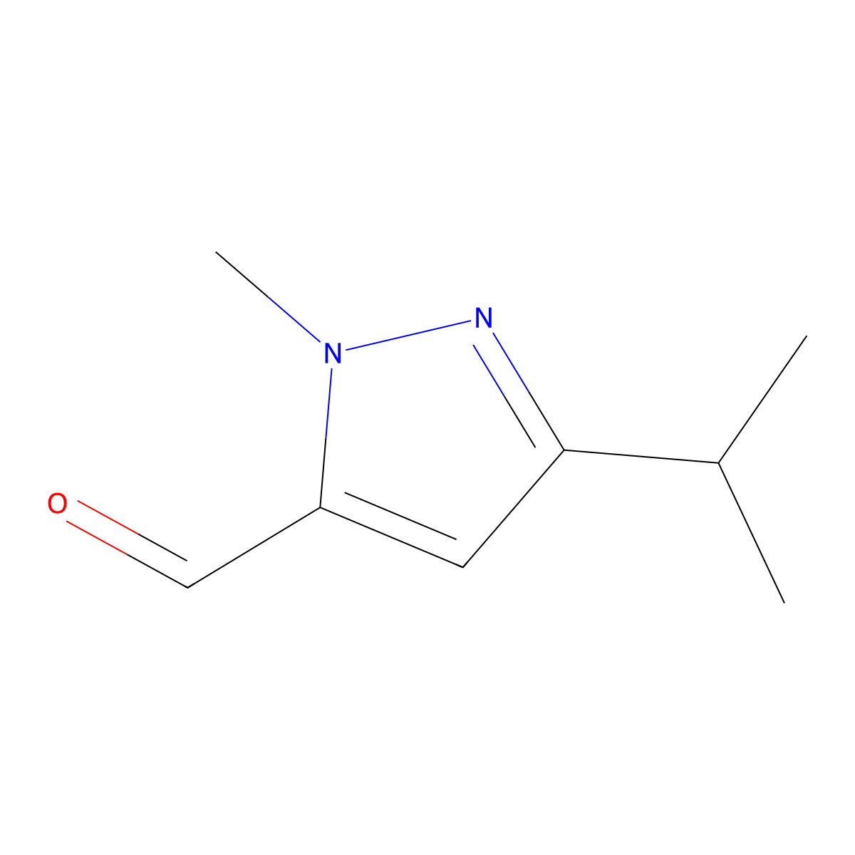 1-methyl-3-(propan-2-yl)-1H-pyrazole-5-carbaldehyde molecular structure, CAS 1520227-46-6