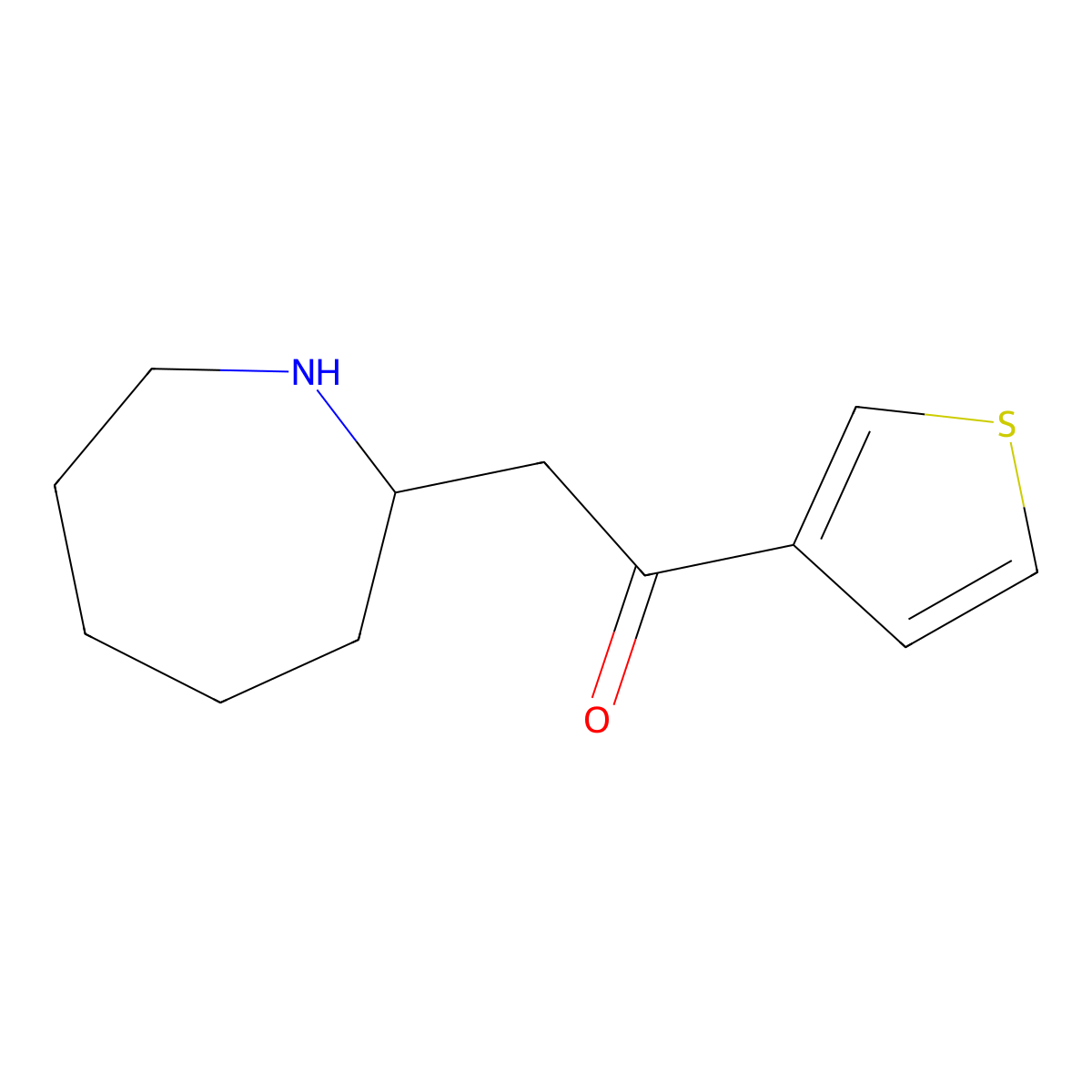 2-(Azepan-2-yl)-1-(thiophen-3-yl)ethan-1-one molecular structure, CAS 1520322-31-9
