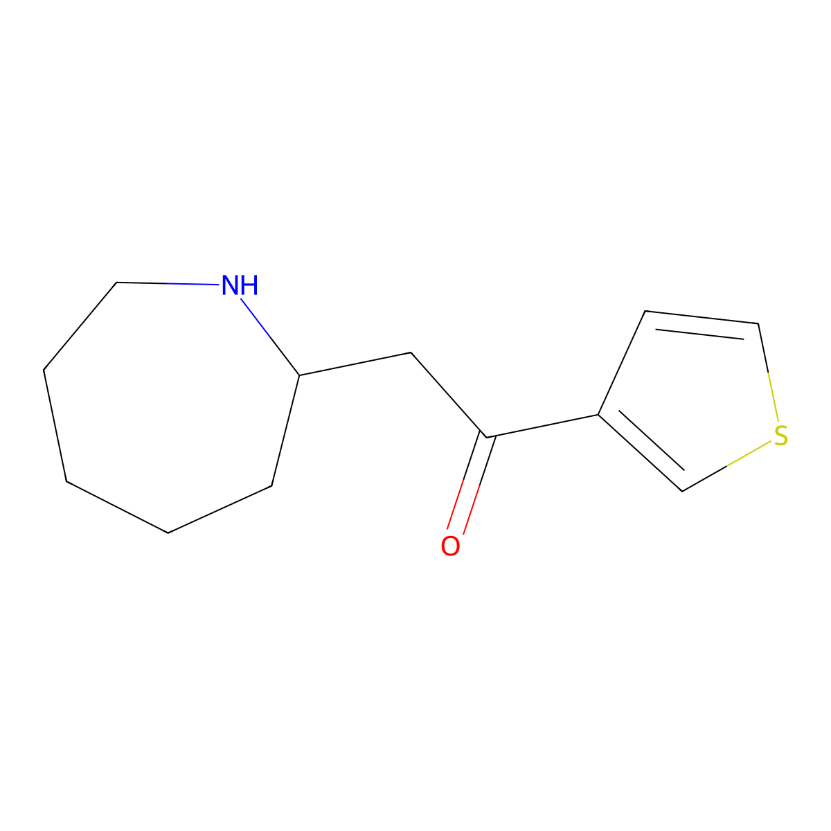 2-(Azepan-2-yl)-1-(thiophen-3-yl)ethan-1-one molecular structure, CAS 1520322-31-9