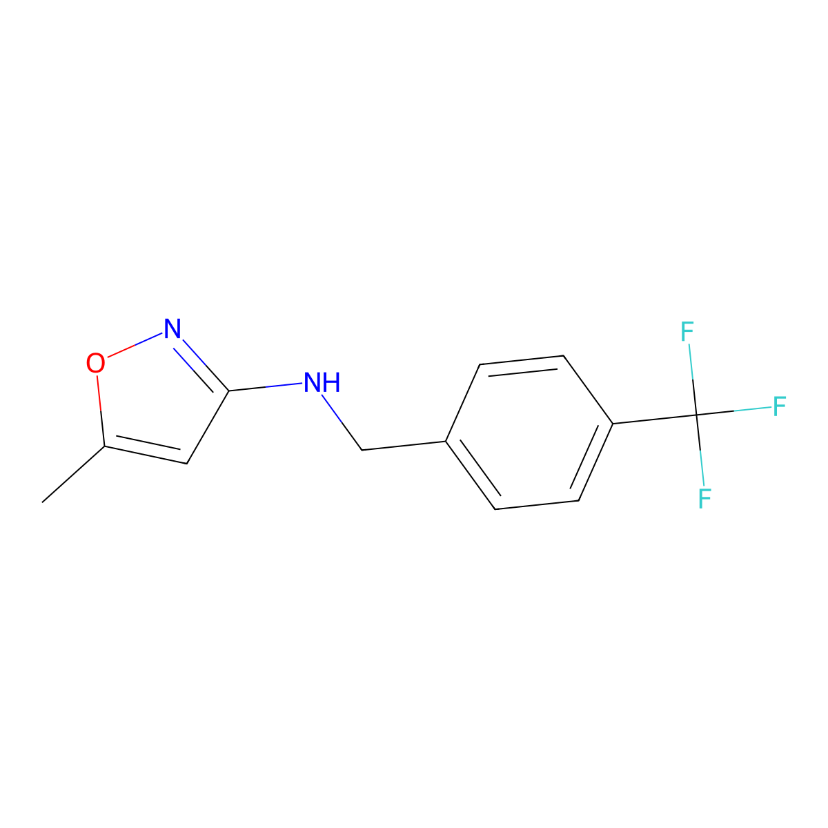 5-methyl-N-{[4-(trifluoromethyl)phenyl]methyl}-1,2-oxazol-3-amine molecular structure, CAS 1520342-36-2