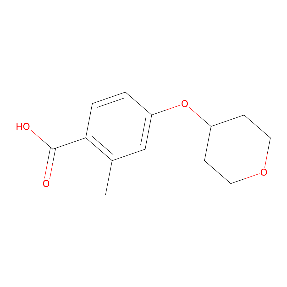 2-Methyl-4-(oxan-4-yloxy)benzoic acid molecular structure, CAS 1520352-83-3