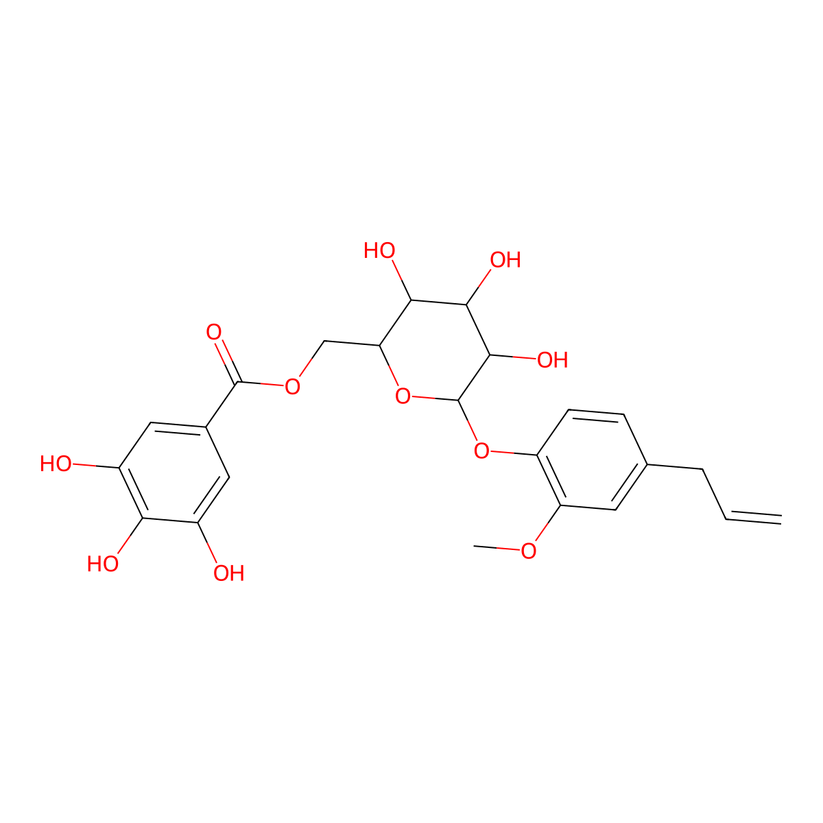 eugenol 4-O-(6'-O-galloyl)-glucoside molecular structure, CAS 152041-15-1
