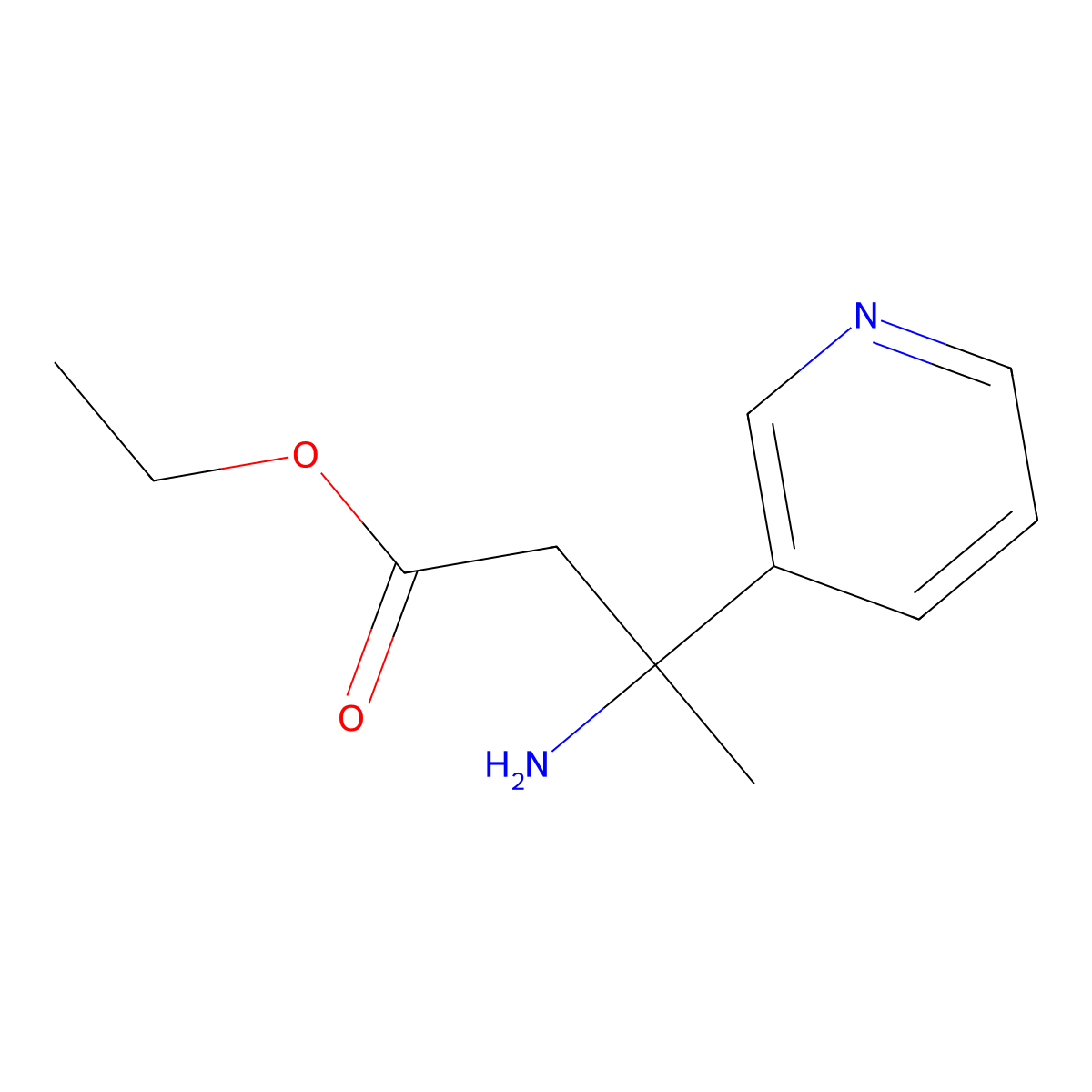 Ethyl 3-amino-3-(pyridin-3-yl)butanoate molecular structure, CAS 1520439-15-9