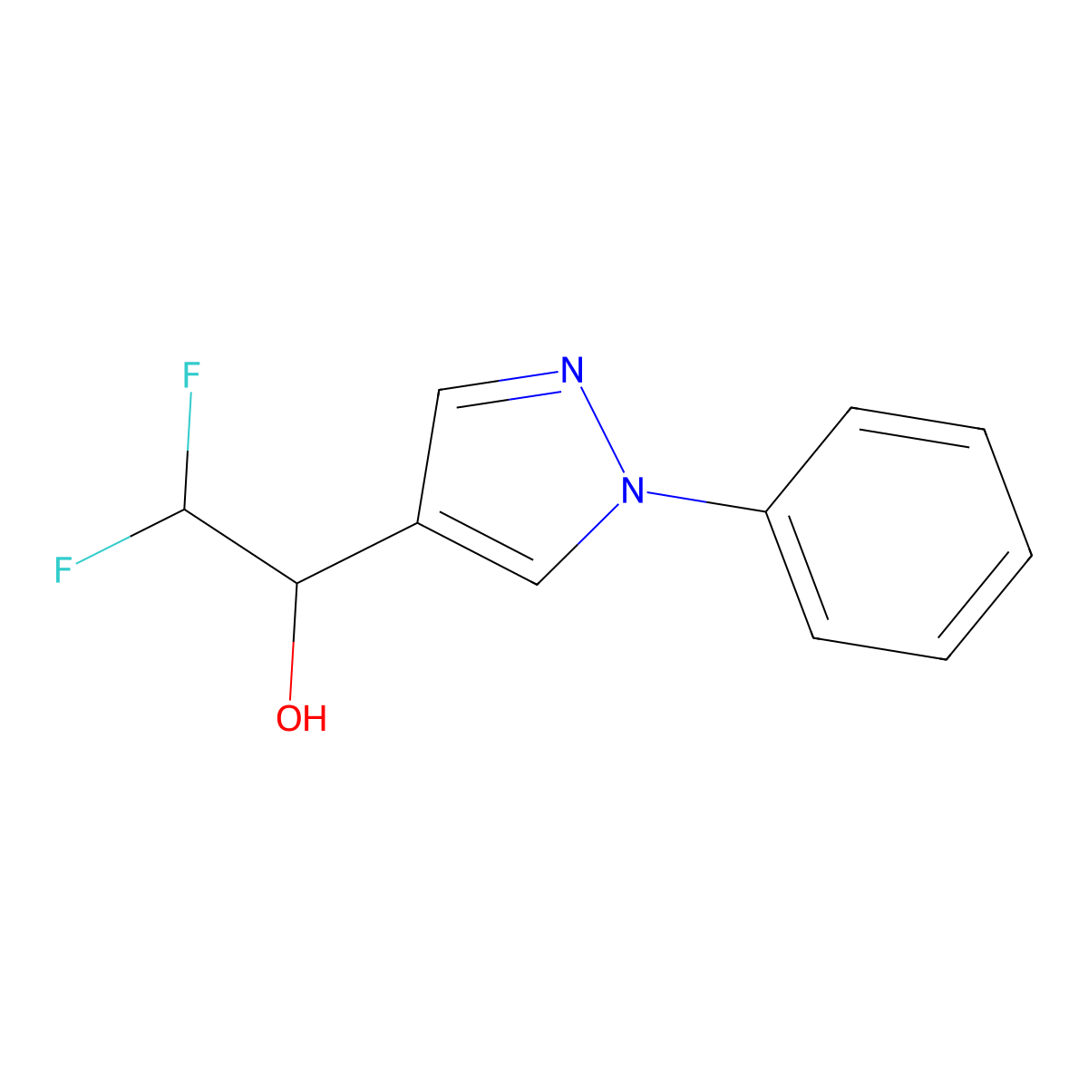 2,2-difluoro-1-(1-phenyl-1H-pyrazol-4-yl)ethan-1-ol molecular structure, CAS 1520439-42-2