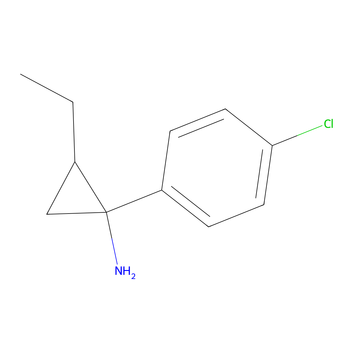 1-(4-Chlorophenyl)-2-ethylcyclopropan-1-amine molecular structure, CAS 1520450-77-4