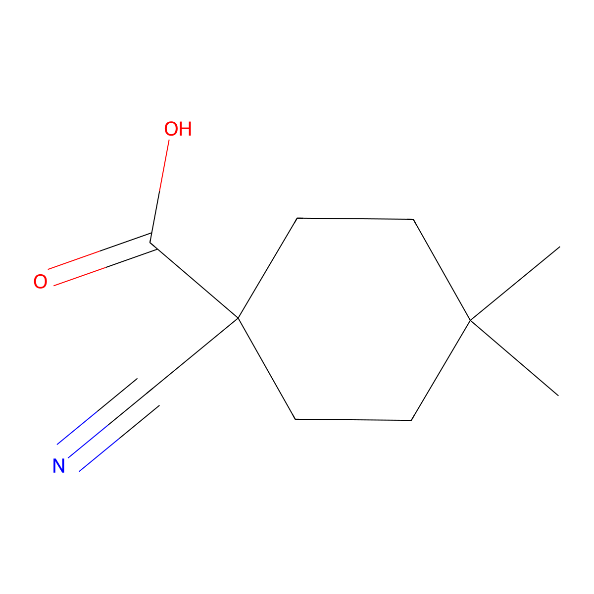 1-Cyano-4,4-dimethylcyclohexane-1-carboxylic acid molecular structure, CAS 1520471-48-0
