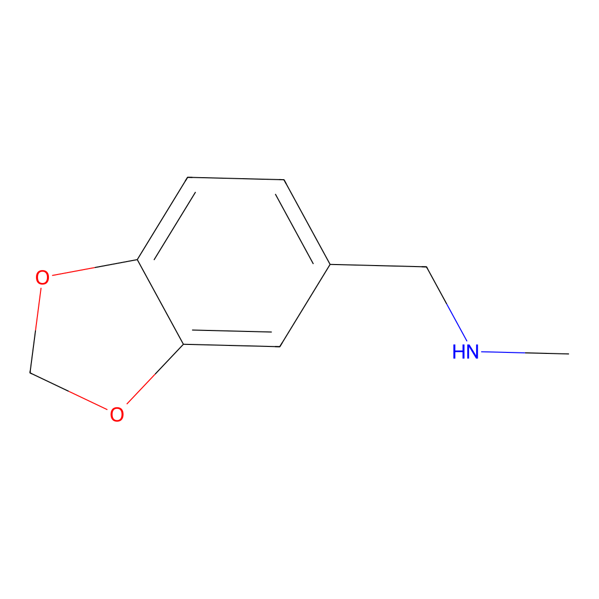 (1,3-Dioxaindan-5-ylmethyl)(methyl)amine molecular structure, CAS 15205-27-3