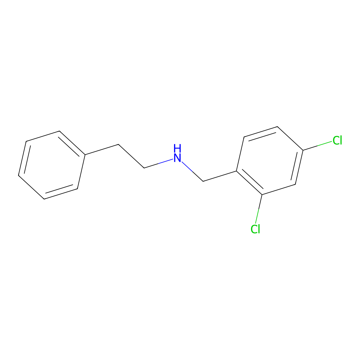 N-(2,4-dichlorobenzyl)-2-phenylethanamine molecular structure, CAS 15205-29-5