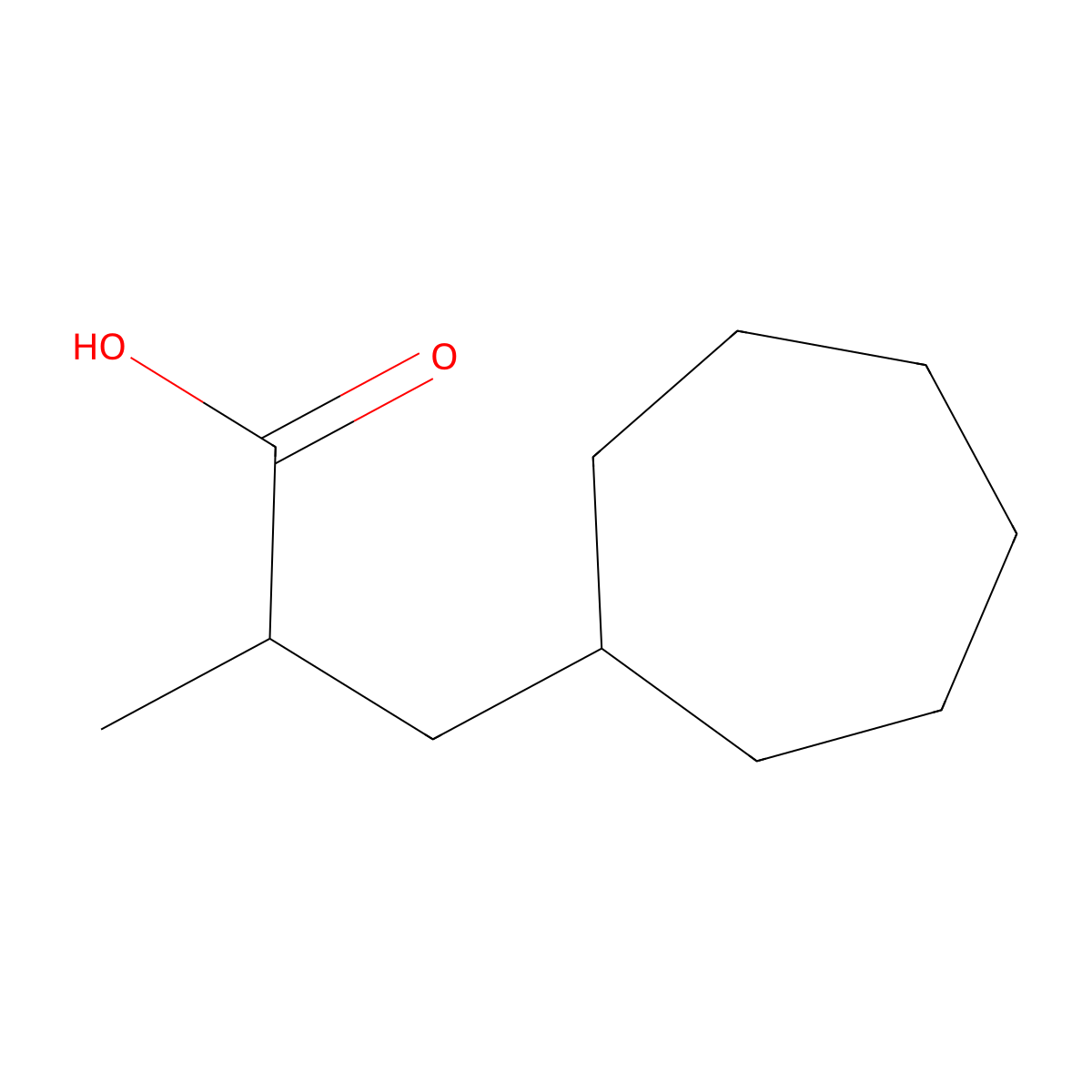 3-Cycloheptyl-2-methylpropanoic acid molecular structure, CAS 1520503-31-4