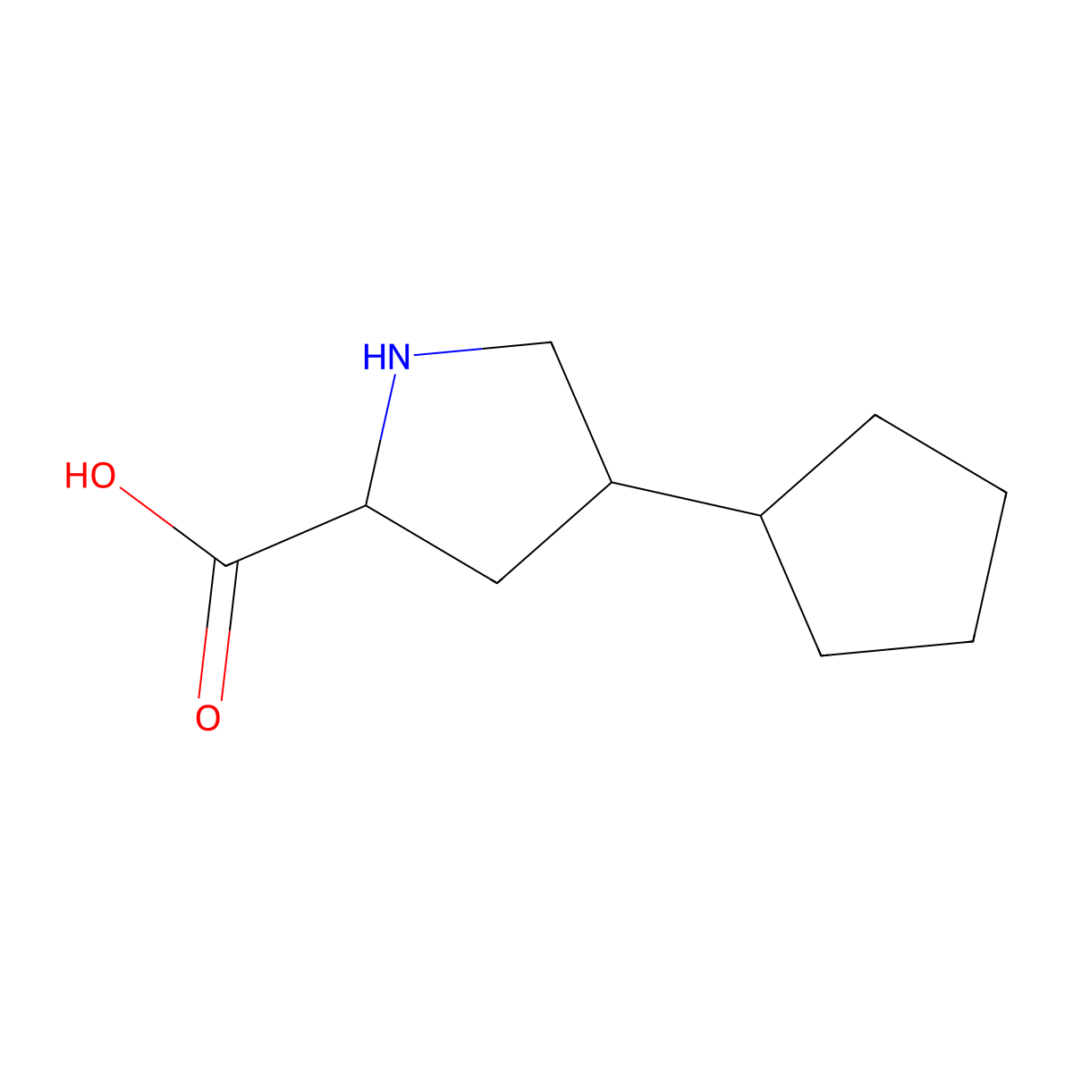 4-Cyclopentylpyrrolidine-2-carboxylic acid molecular structure, CAS 1520542-68-0
