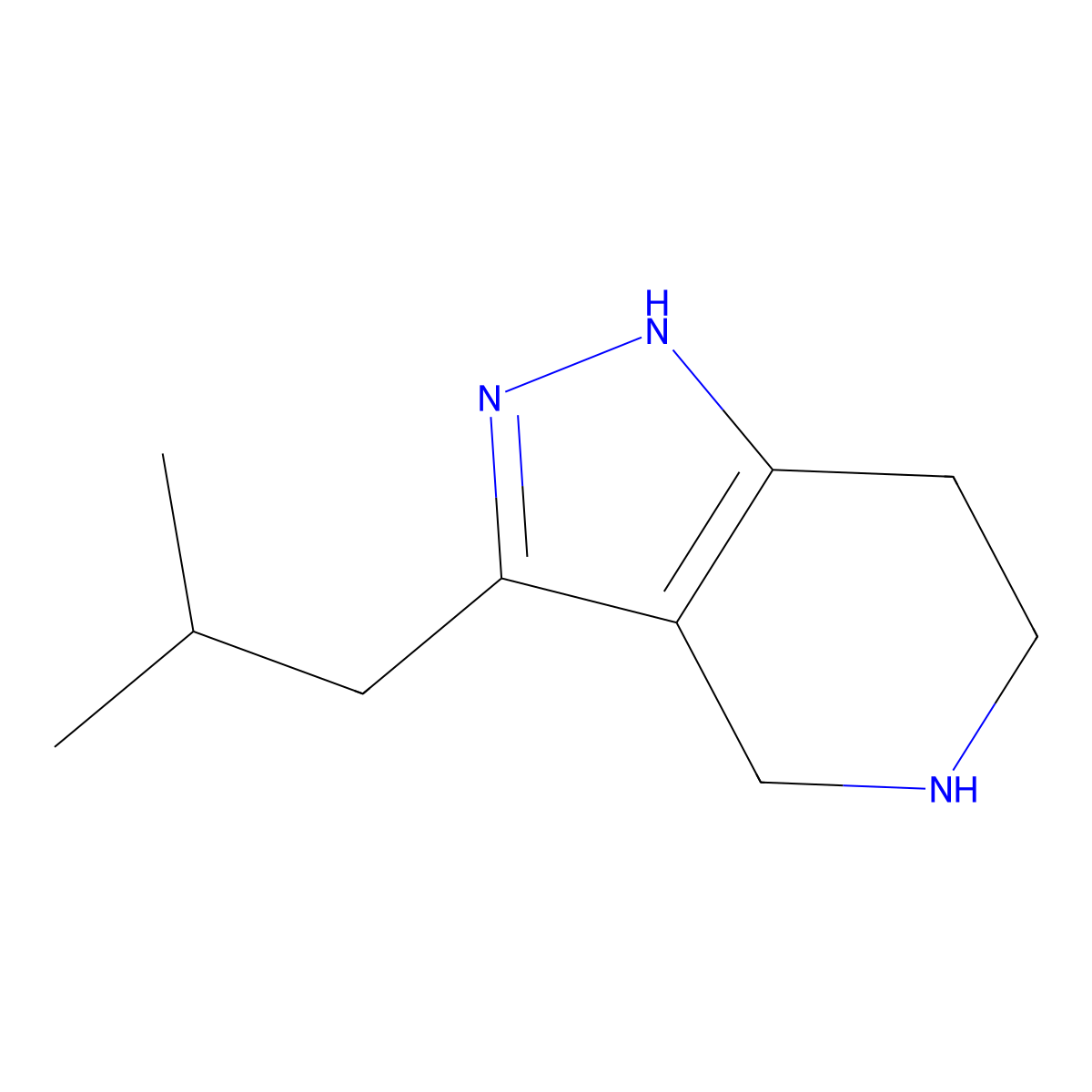 3-(2-methylpropyl)-2H,4H,5H,6H,7H-pyrazolo[4,3-c]pyridine molecular structure, CAS 1520551-24-9