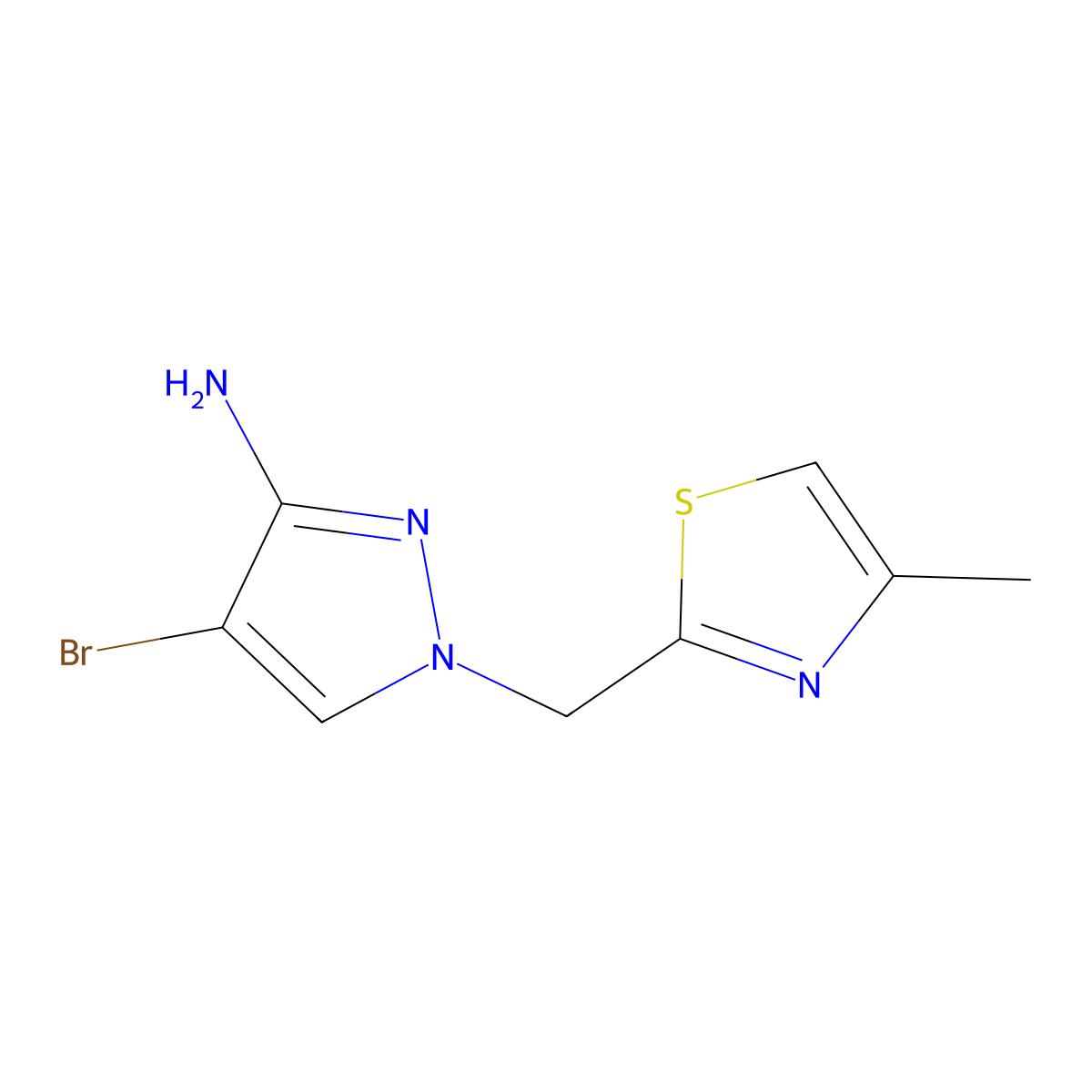 4-Bromo-1-[(4-methyl-1,3-thiazol-2-YL)methyl]-1H-pyrazol-3-amine molecular structure, CAS 1520555-30-9