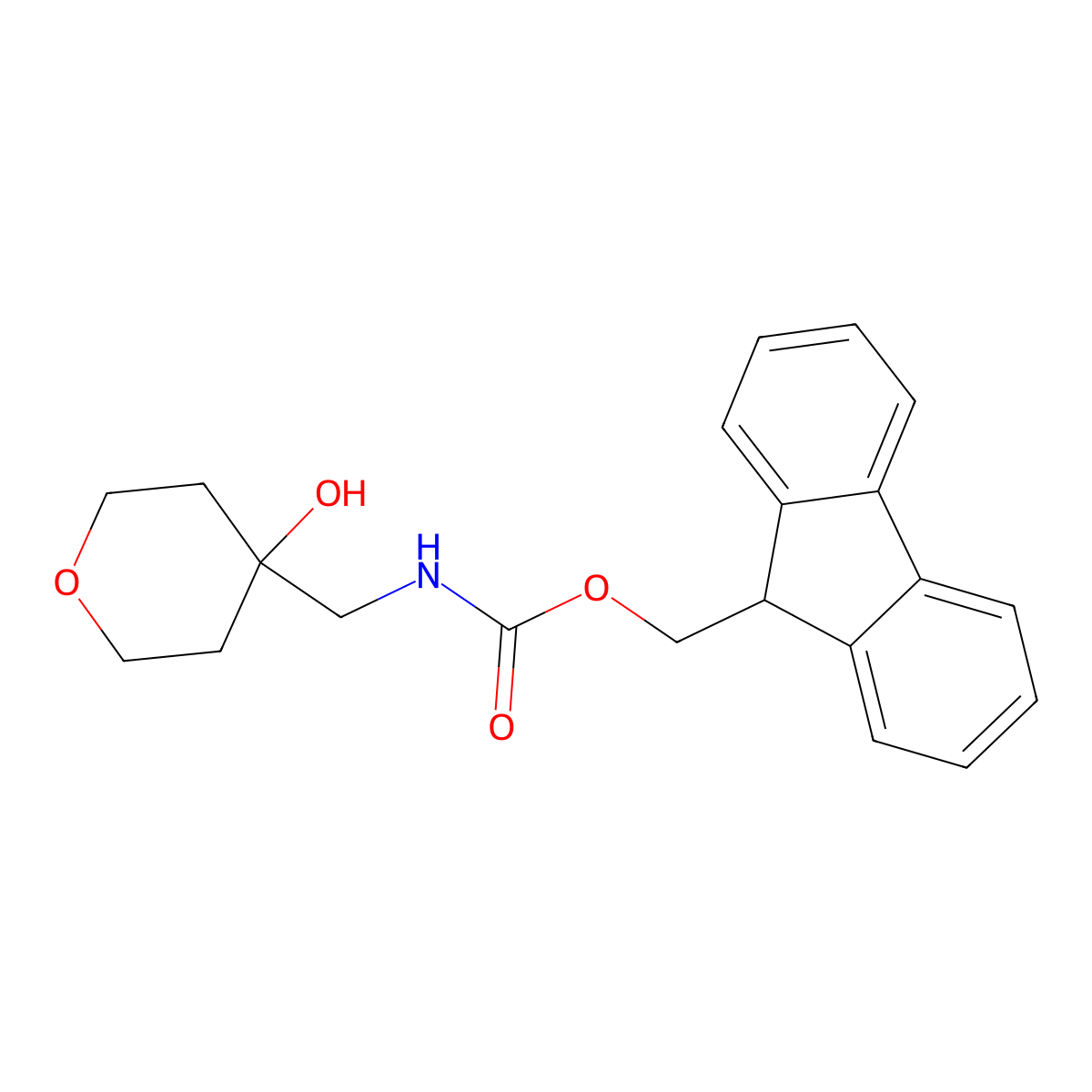 (9H-fluoren-9-yl)methyl N-[(4-hydroxyoxan-4-yl)methyl]carbamate molecular structure, CAS 1520567-09-2