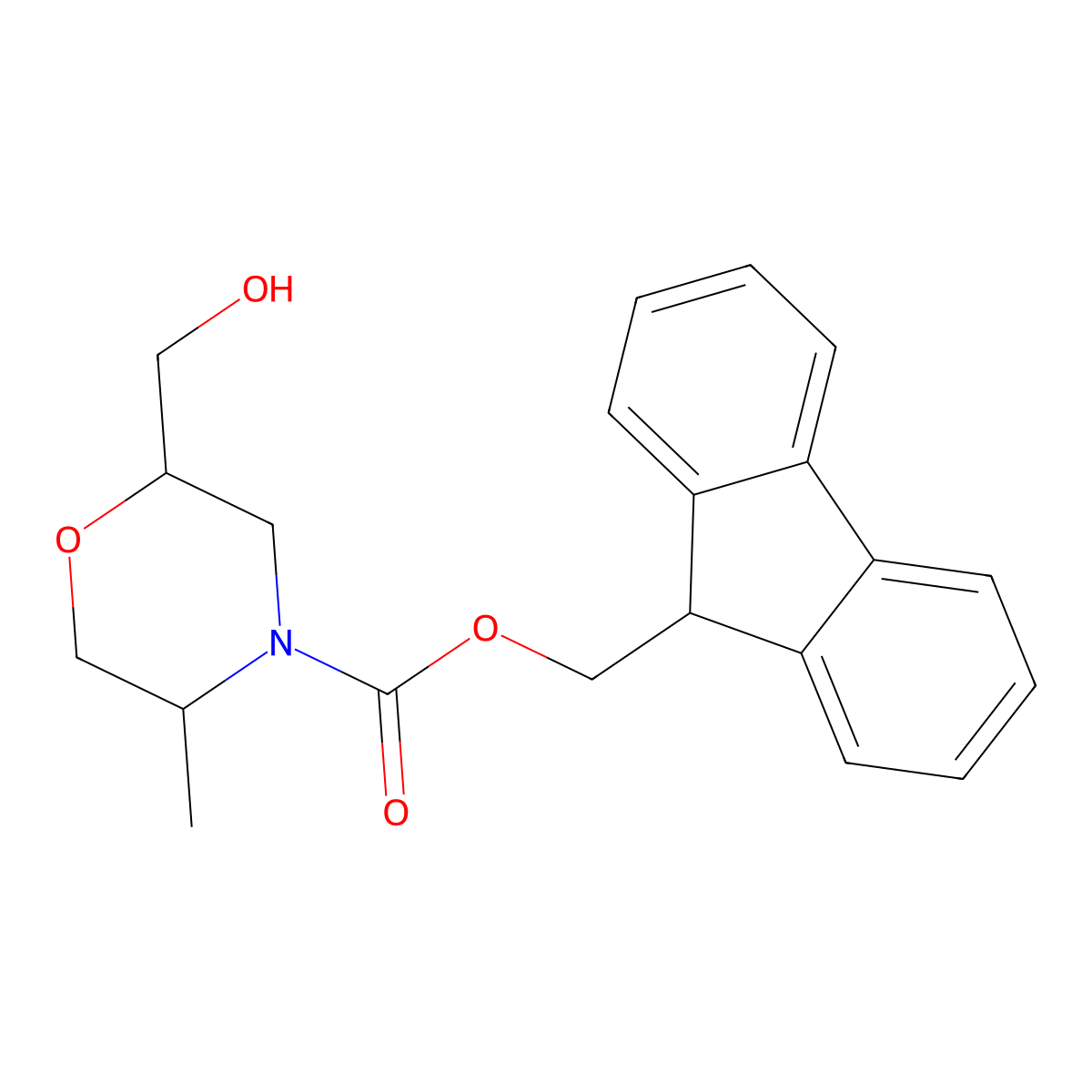 (9H-fluoren-9-yl)methyl 2-(hydroxymethyl)-5-methylmorpholine-4-carboxylate molecular structure, CAS 1520592-33-9