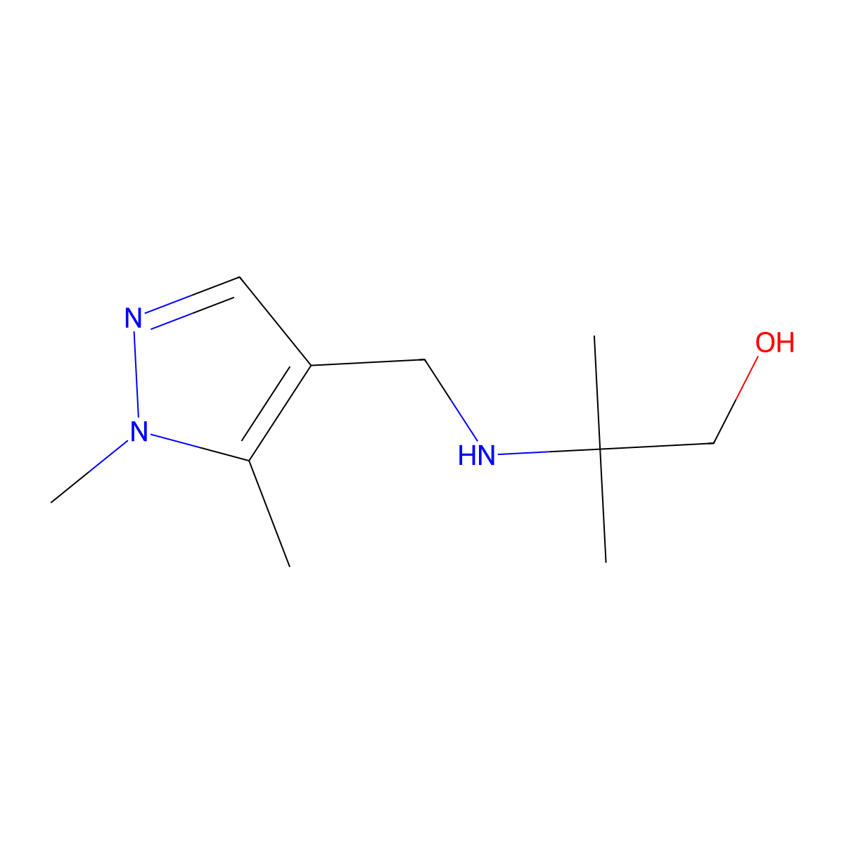 2-{[(1,5-dimethyl-1H-pyrazol-4-yl)methyl]amino}-2-methylpropan-1-ol molecular structure, CAS 1520594-28-8